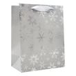 Kép 2/2 - Dísztasak CREATIVE Deluxe Plus L 26x33x12 cm karácsonyi csillagos matt ezüst szalagfüles