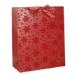 Kép 2/2 - Dísztasak CREATIVE Deluxe Plus L 26x33x12 cm karácsonyi csillagos matt piros sodort füles masnival
