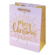 Kép 1/3 - Dísztasak CREATIVE Luxury M 18x23x10 cm karácsonyi arany mintás matt glitteres zsinórfüles