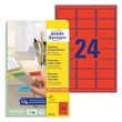 Kép 1/5 - Etikett AVERY L6034-20 63,5x33,9mm univerzális piros 480 címke/doboz 20 ív/doboz