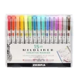 Kép 1/3 - Szövegkiemelő kétvégű ZEBRA Mildliner Cool&Refined, Fluorescent, Warm 1,4-4,0 mm 15 darabos