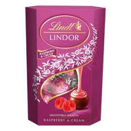 Csokoládé LINDT Lindor Raspberry&cream tejcsokoládé golyók díszdobozban 200 g Csokoládé LINDT Lindor Raspberry&cream tejcsokoládé golyók díszdobozban 200 g