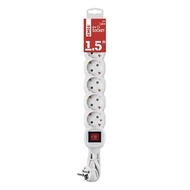 Kábel hosszabbító EMOS 6 aljzat 1,5m kapcsolóval fehér Kábel hosszabbító EMOS 6 aljzat 1,5m kapcsolóval fehér