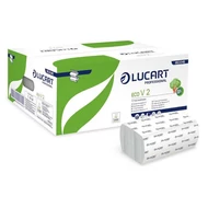 Kéztörlő hajtogatott LUCART Eco ("V") 21x21cm 190 lap fehér 2 rétegű 20 csomag/karton Kéztörlő hajtogatott LUCART Eco ("V") 21x21cm 190 lap fehér 2 rétegű 20 csomag/karton