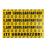 Matrica Távolságtartás! 1,5m Itt várakozzon! sárga 25x17,5 cm "C" Matrica Távolságtartás! 1,5m Itt várakozzon! sárga 25x17,5 cm "C"