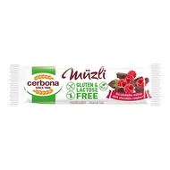 Müzliszelet CERBONA étcsokoládés és málnás gluténmentes 35 g Müzliszelet CERBONA étcsokoládés és málnás gluténmentes 35 g