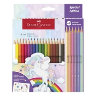 Színes ceruza FABER-CASTELL kastélyos Unikornis matricával 18 darabos + 6 darab pasztell színes ceruzával