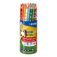 Színes ceruza LYRA Groove Slim háromszögletű vékony műanyag pohárban 48 darabos