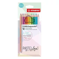 Színes ceruza STABILO Aquacolor pastellove hatszögletű 12 darabos