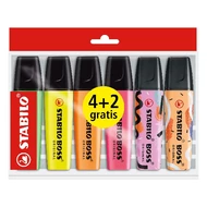 Szövegkiemelő STABILO Boss 4+2 darabos