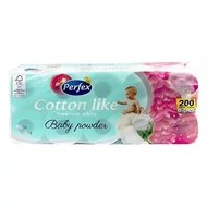Toalettpapír PERFEX Cotton Like 3 rétegű 10 tekercses baby powder perfume Toalettpapír PERFEX Cotton Like 3 rétegű 10 tekercses baby powder perfume