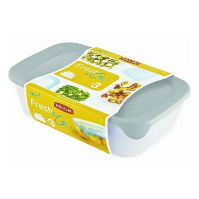 Ételtartó doboz szett CURVER Fresh&Go tégla műanyag 3 db-os 2L+1L+0,5L szürke