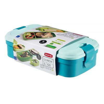 Ételtartó doboz evőeszközzel CURVER Lunch&Go műanyag 1,4L kék