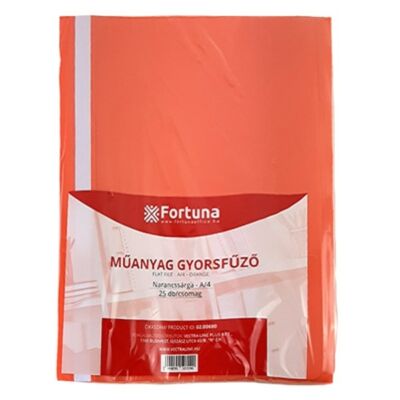 Gyorsfűző FORTUNA műanyag narancssárga 25 db/csomag