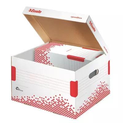 Archiváló konténer dobozoknak ESSELTE Speedbox M 367x263x325 mm felfelé nyíló tetővel fehér