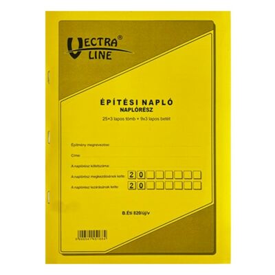Nyomtatvány építési napló VECTRA-LINE A/4 25x3 álló pótlapokkal
