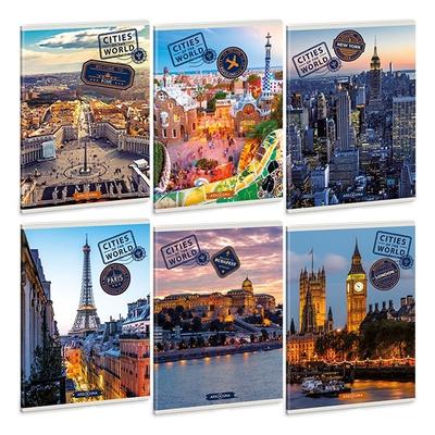 Füzet ARS UNA A/5 40 lapops extra kapcsos kockás cities of the world