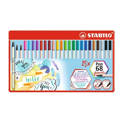 Ecsetfilc STABILO Pen 68 Brush 25  darabos fémdobozban