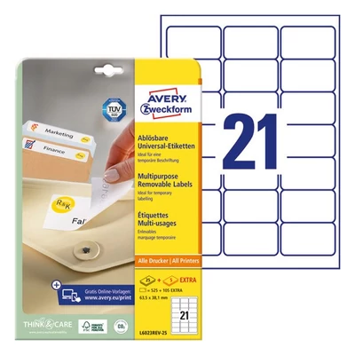 Etikett AVERY L6023REV-25 63,5X38,1 univerzális visszaszedhető 25+5 ív/doboz Etikett AVERY L6023REV-25 63,5X38,1 univerzális visszaszedhető 25+5 ív/doboz