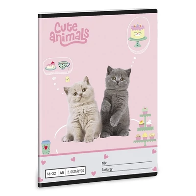 Füzet vonalas ARS UNA A/5 32 lapos 16-32 2.osztályos Cute Animals-Aussie 5532