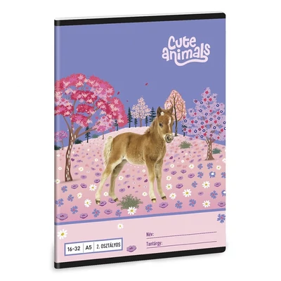Füzet vonalas ARS UNA A/5 32 lapos 16-32 2.osztályos Cute Animals-Horse