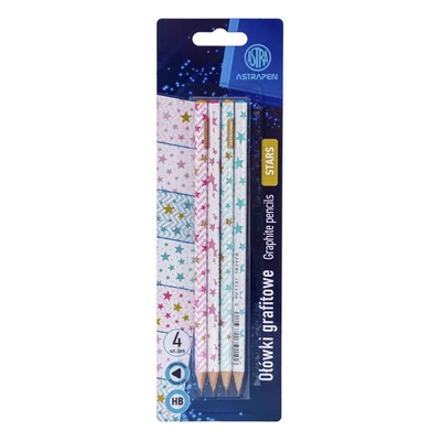 Grafitceruza ASTRA PEN Stars háromszögletű HB 4 db/bliszter
