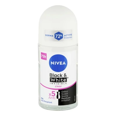 Izzadásgátló roll NIVEA B&W invisible clear 50 ml