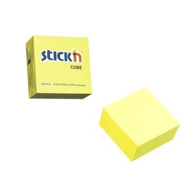 Öntapadós jegyzettömb STICK`N 76x76mm neon sárga 400 lap