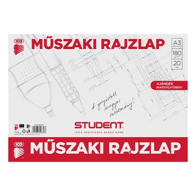 Rajzlap műszaki ICO Student A/3 20 lapos