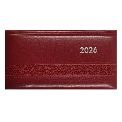 Zsebnaptár ALISCA Rebel varrott fekvő fehér lapos bordó 2026. Zsebnaptár ALISCA Rebel varrott fekvő fehér lapos bordó 2026.