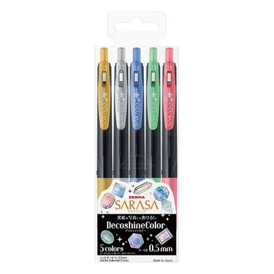 Zseléstoll készlet ZEBRA Sarasa Clip Vintage nyomógombos 0,5 mm 5 darabos dekor színek