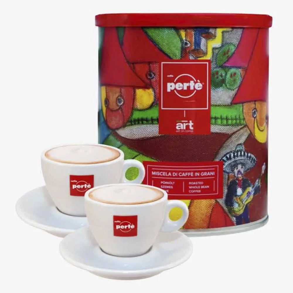Ajándékcsomag CAFFÉ PERTÉ Art Coffee szemes kávé + csésze szett
