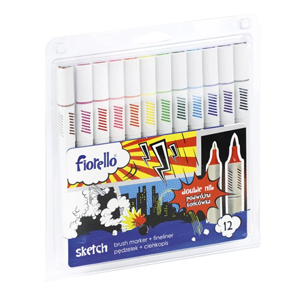 Filctoll FIORELLO GR-F726-12 színes kétvégű 12 darabos
