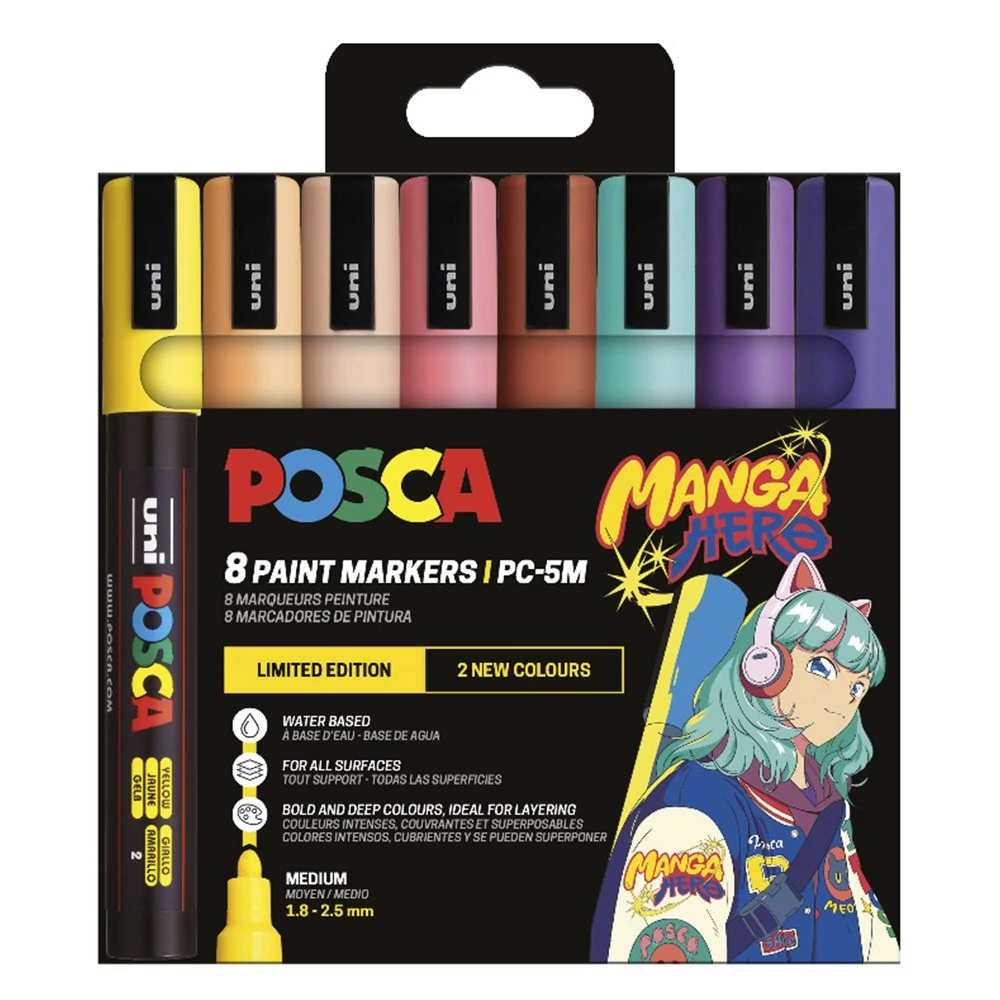 Filctoll UNI Posca PC-5M Manga Hero 8 darabos