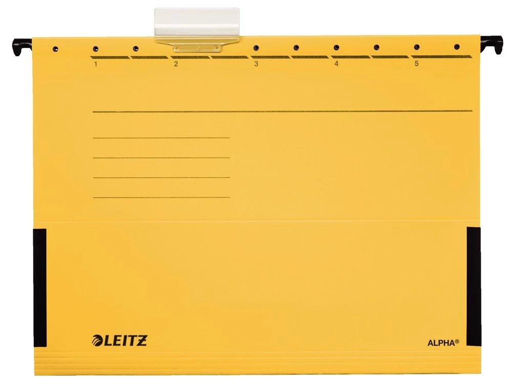 Függőmappa oldalvédelemmel LEITZ Alpha Standard A/4 karton sárga 25 darabos