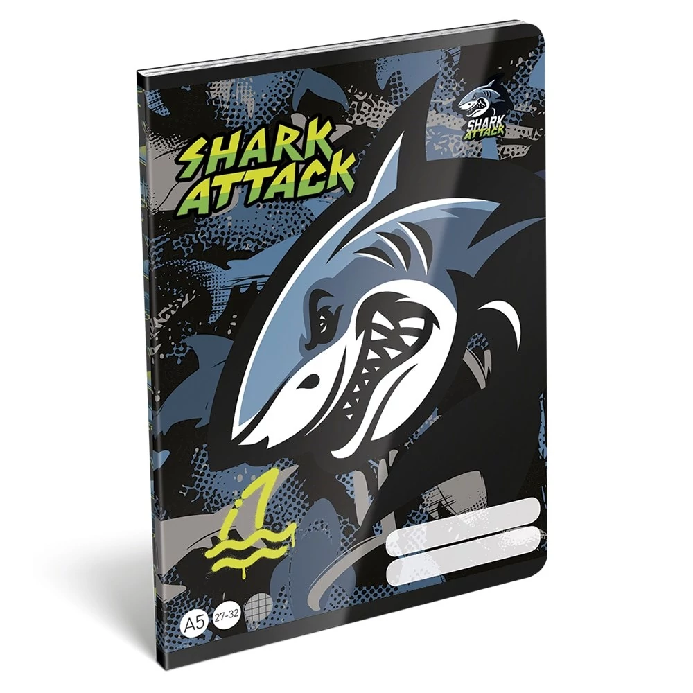 Füzet kockás LIZZYSULI A/5 32 lapos 27-32 Shark Attack
