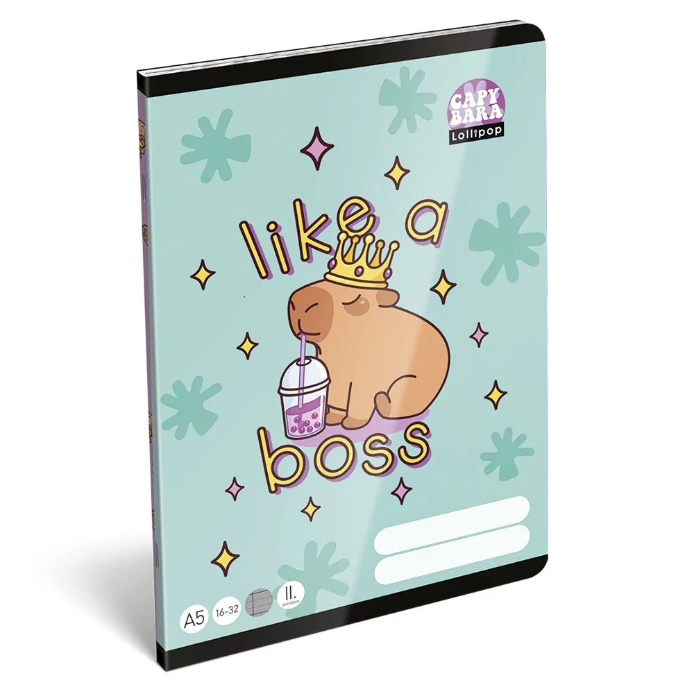 Füzet vonalas LIZZYSULI A/5 32 lapos 16-32 2.osztályos Lollipop Capybara
