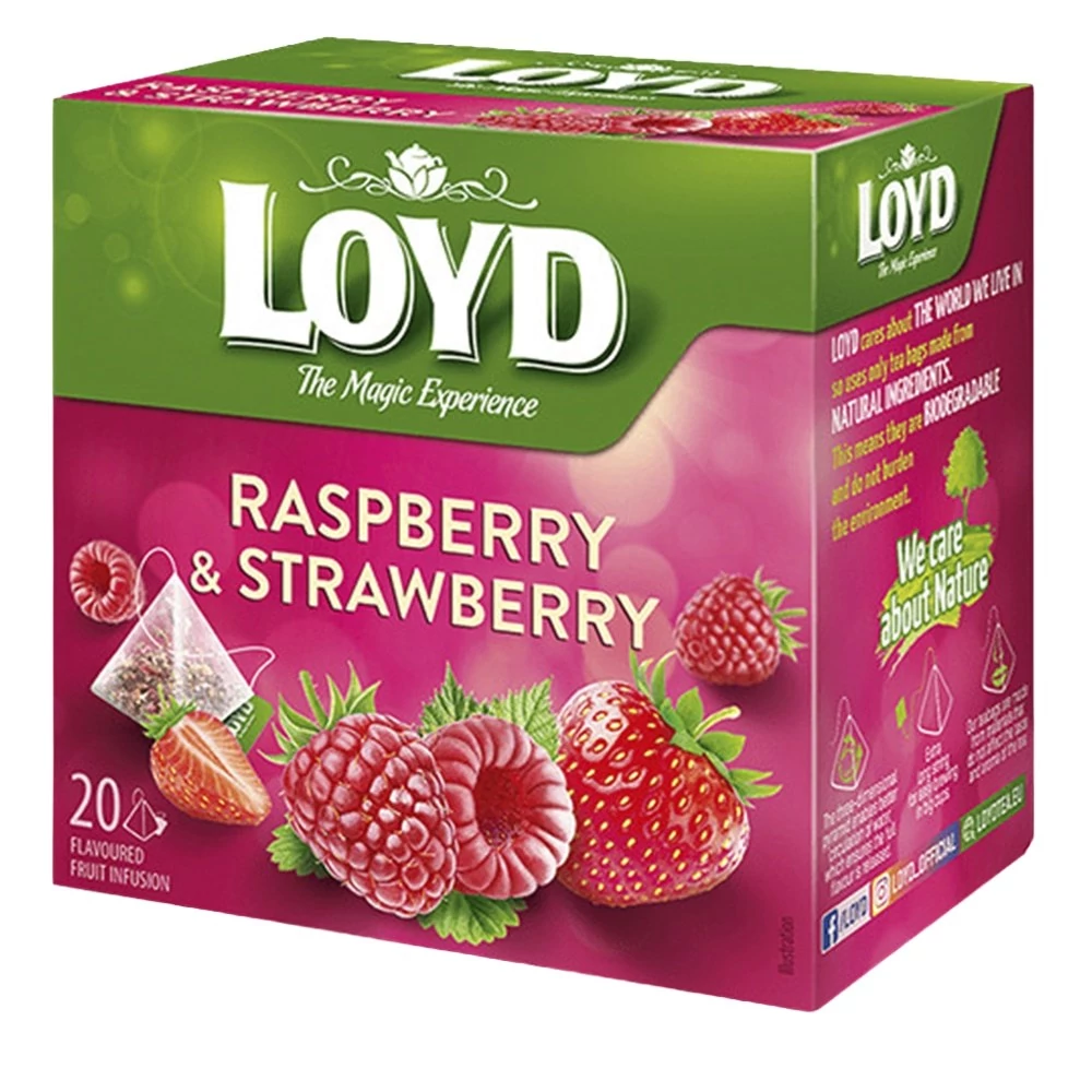 Gyümölcstea LOYD Piramis málna-eper 20x2 g