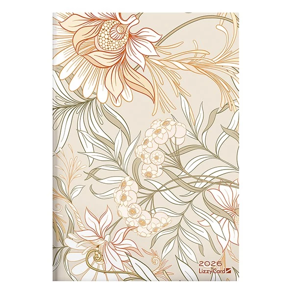 Határidőnapló LIZZY CARD B/5 heti szivacsos Beige flowers 2026.