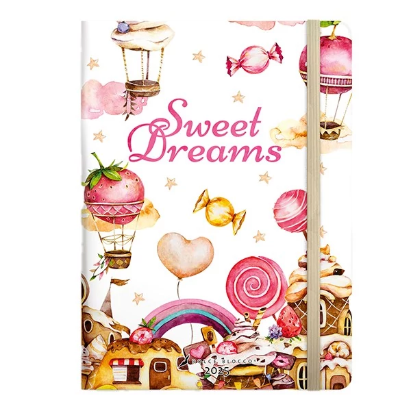 Jegyzetfüzet ponthálós DOLCE BLOCCO Secret Journal A/5 176 oldalas Sweet Dreams keménytáblás gumis
