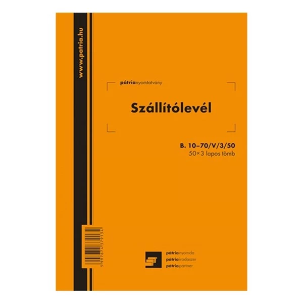 Nyomtatvány szállítólevél A/5 50x3 álló
