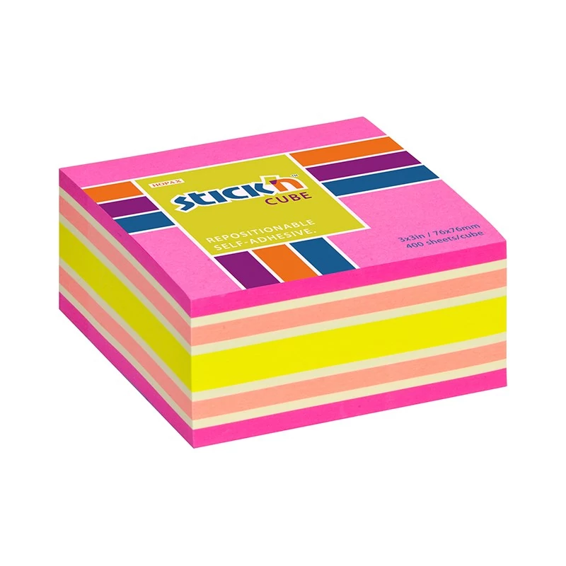 Öntapadós jegyzettömb STICK`N 76x76mm neon rózsaszín mix 400 lap