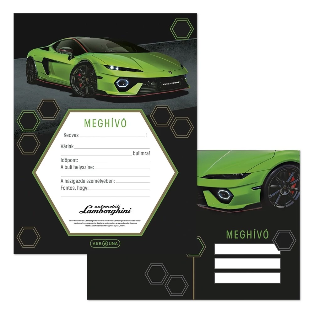 Partimeghívó ARS UNA 10 ív+10 db boríték Lamborghini 5522