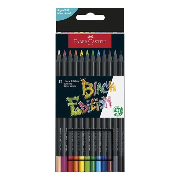 Színes ceruza FABER-CASTELL Black Edition fekete testű 12 darabos