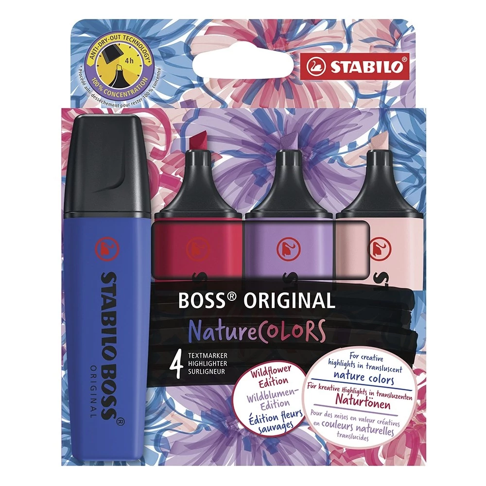 Szövegkiemelő készlet STABILO Boss NatureColors Wildflowers 4 darabos