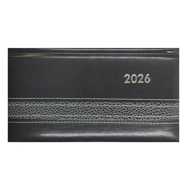 Zsebnaptár ALISCA Rebel varrott fekvő fehér lapos szürke 2026.